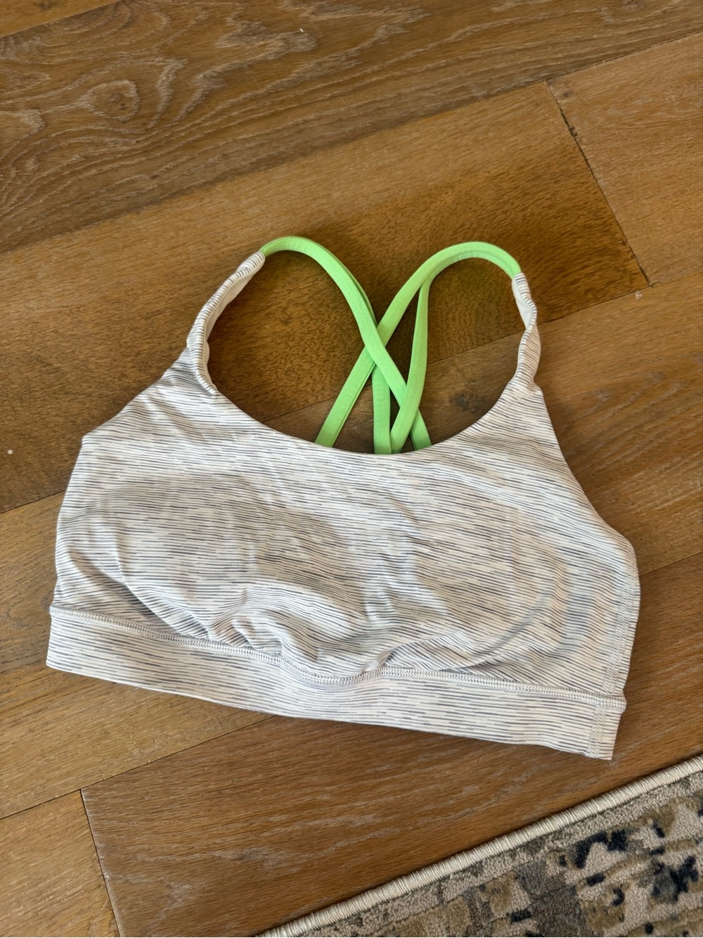 Lululemon Heathered Gray Sports Bralette with Lime Green Straps